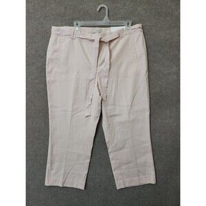 Ann Taylor LOFT Modern Marisa Crop Dress Pants Women 14 Pink Striped Stretch NEW